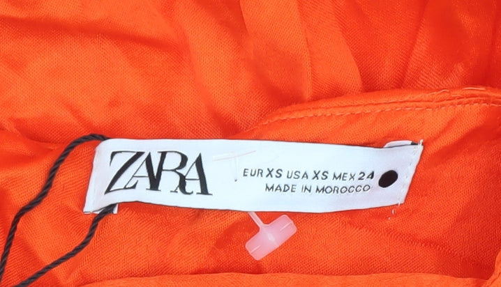 Womens UK Size XS Zara Orange Tunic Blouse