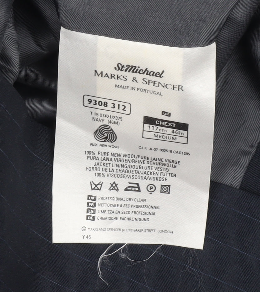 Mens UK Size 46 Marks and Spencer Regular Blue Suit Jacket