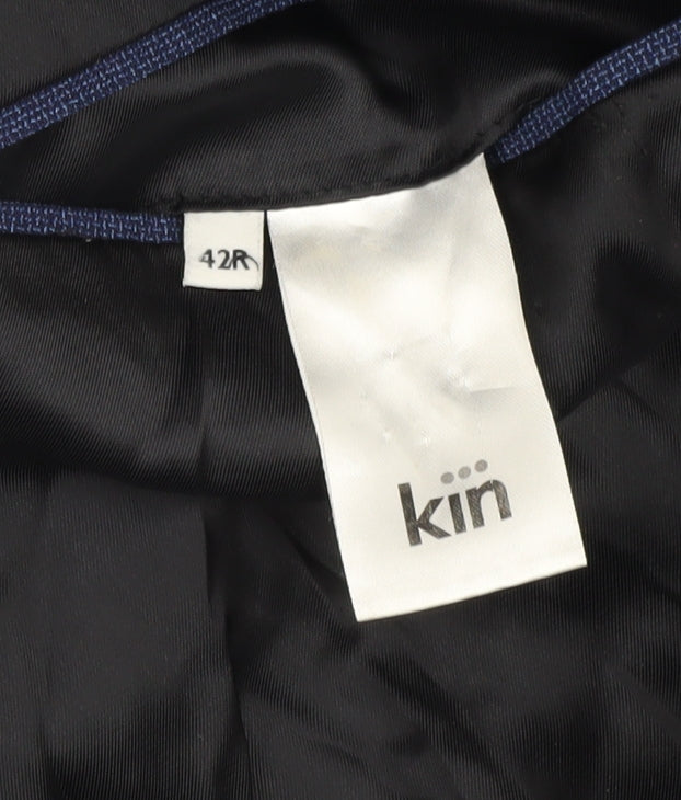 Brand and care label for Kin Men's Blue Regular Fit Blazer 42R Business Formal