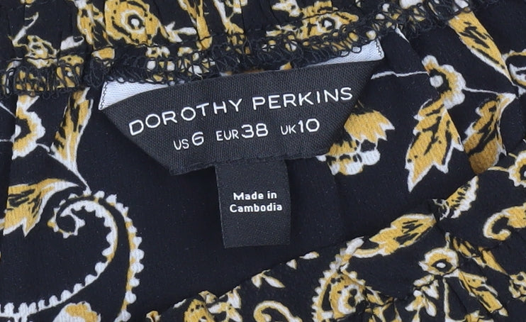 Womens UK Size 10 Dorothy Perkins Black Basic Blouse