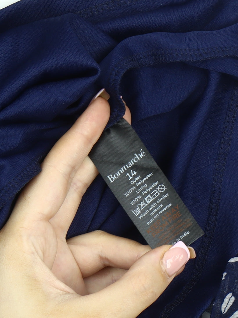 Bonmarché Women's Blue Dress Size 14, 3/4 Sleeve, Casual