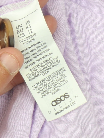 Womens UK Size 16 ASOS Design Purple Basic Blouse