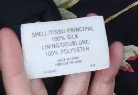 Country Casuals Women's Black Floral Silk Midi Skirt 16