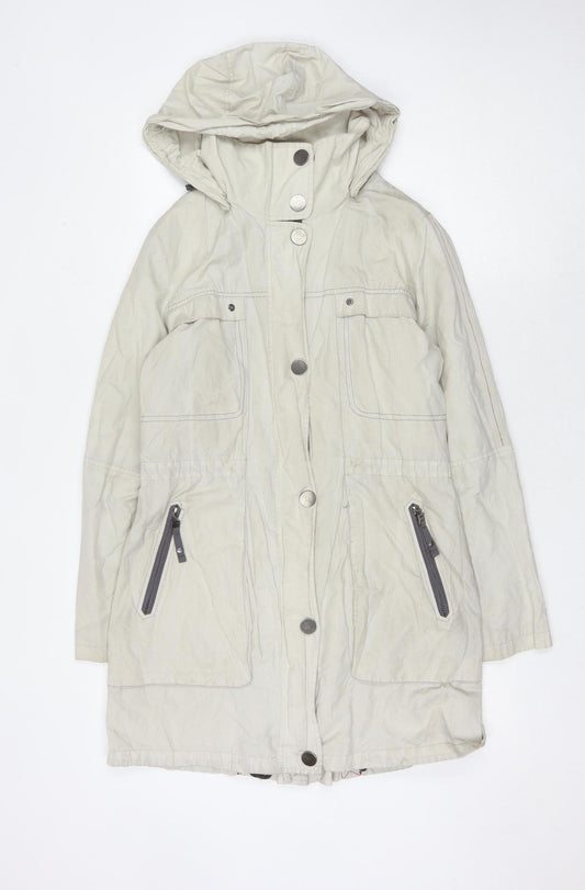 A. Loft Pedersen Women's Beige Long Hooded Coat Size 8