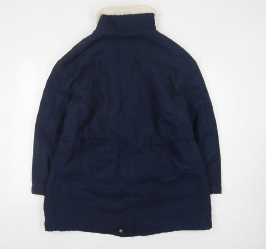 M&S Women's Blue Hooded Parka Coat Size 14