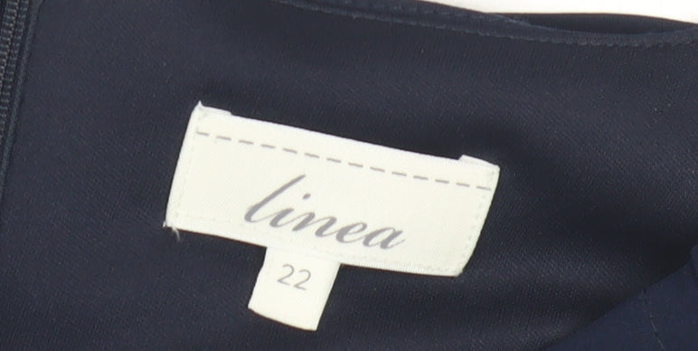 Linea Women's Blue Knee Length Sheath Dress, Size 22