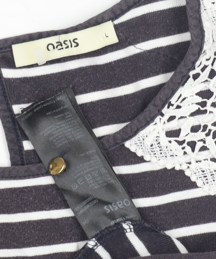 Womens UK Size L Oasis Multicoloured Basic T-Shirt