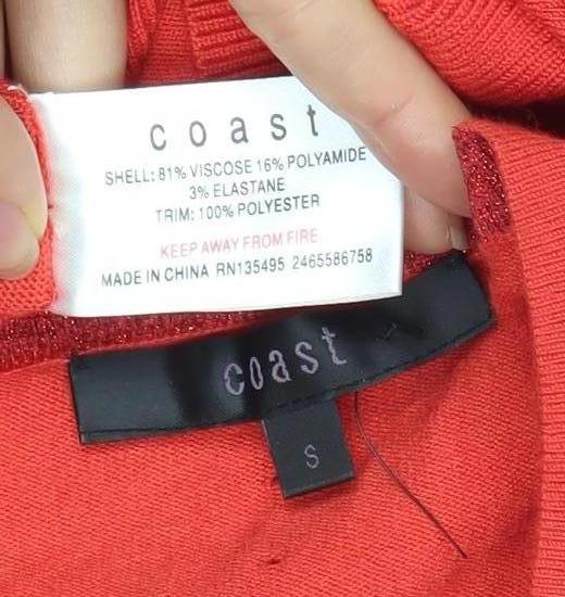 Womens UK Size S Coast Red Cardigan Jumper