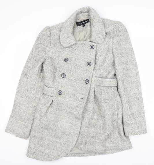 Womens UK Size 10 Warehouse Grey Pea Coat