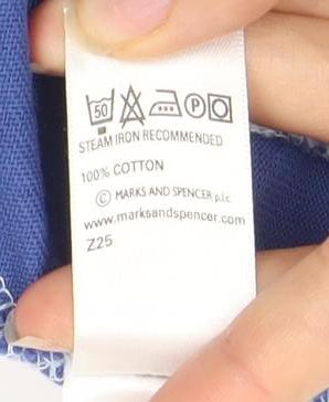 Marks and Spencer Men's Blue Colourblock Polo L