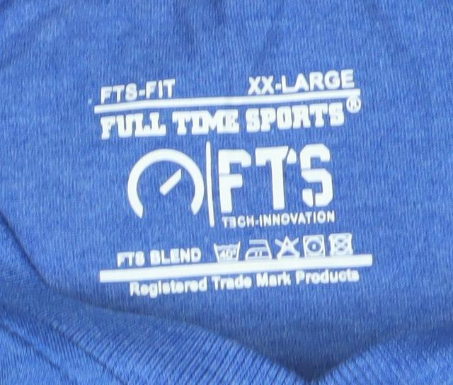 FTS Men's Blue V-Neck 2XL T-Shirt, Regular Fit, Solid