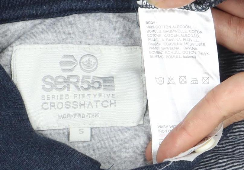 Crosshatch Men's Grey Striped Polo Shirt S