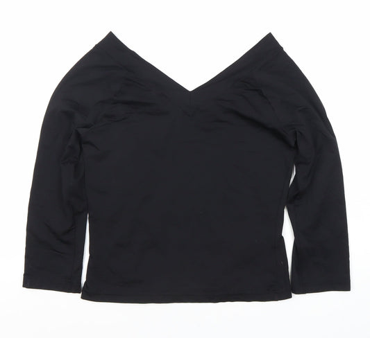 Womens UK Size 12 AMARANTO Black Basic Blouse