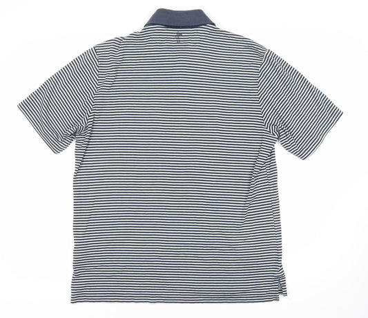 Ashworth Men's Blue Striped Polo Shirt M