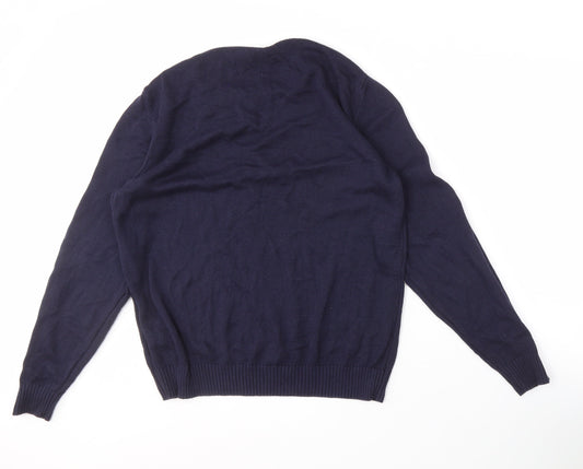 DeFacto Men's Blue Crew Neck Pullover Jumper