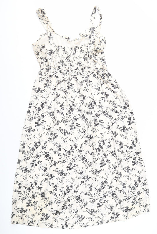 Zara Women Beige Floral Strappy Dress Size 2