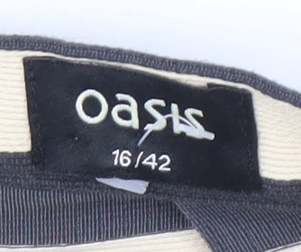 Oasis Women's Black Beige Striped Pencil Skirt Size 16