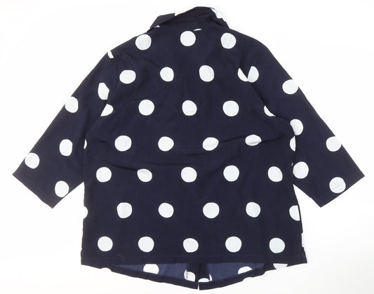 Jasper Conran Women's Blue Polka Dot Button-Up Size 20