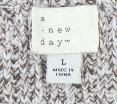 A New Day Women's Grey Cardigan L V-Neck Knit