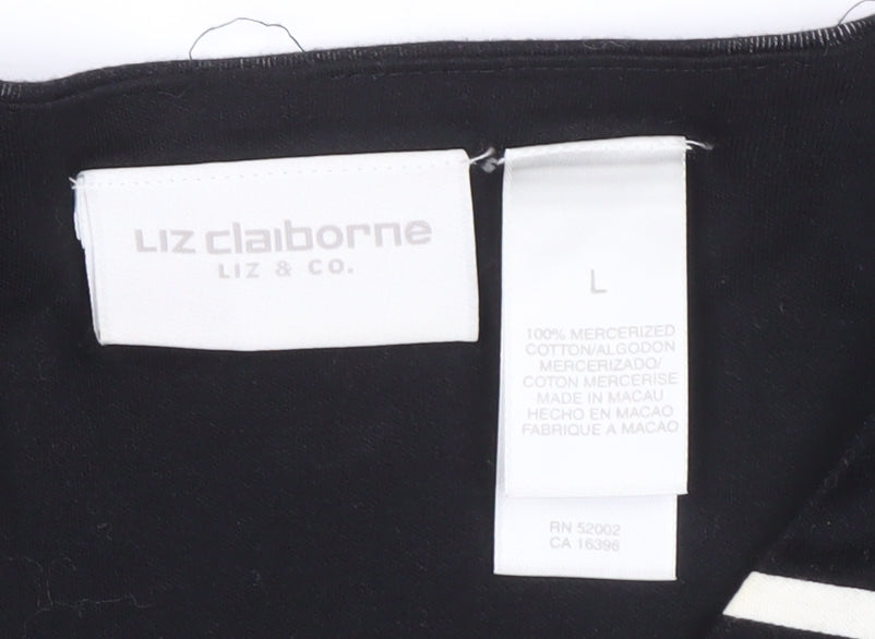Liz Claiborne Women's Black Striped Button-Up Top