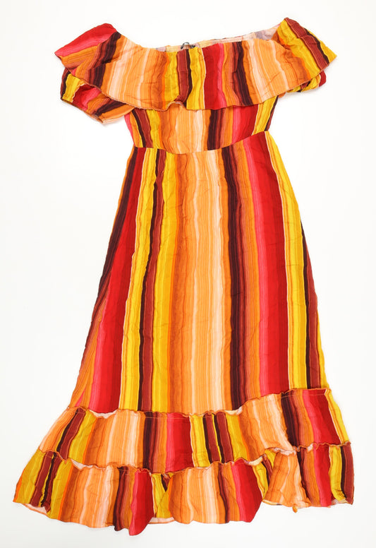 Additional front view of Roman Women's Multicoloured Off Shoulder Midi Dress
