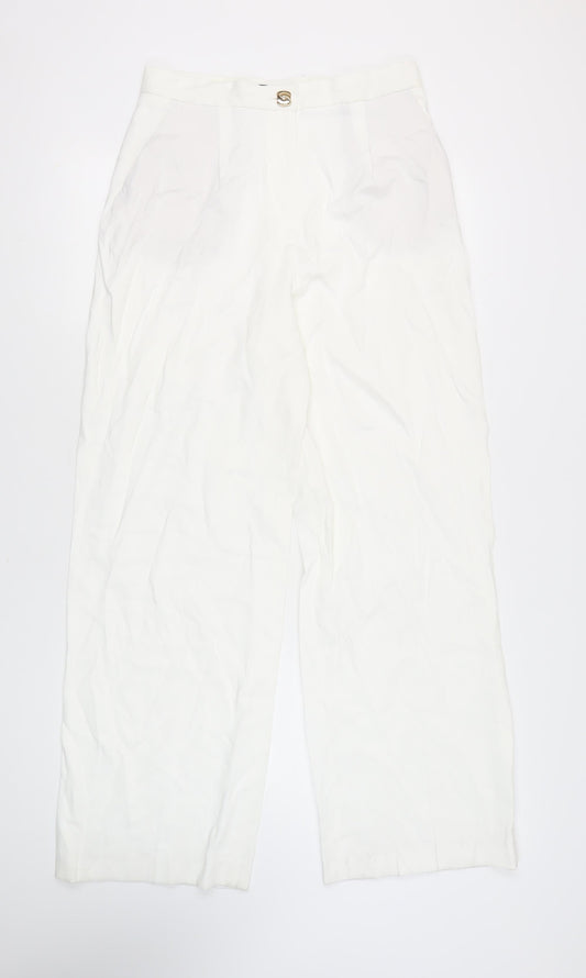Womens UK Size L Zara Regular Fit White Trousers