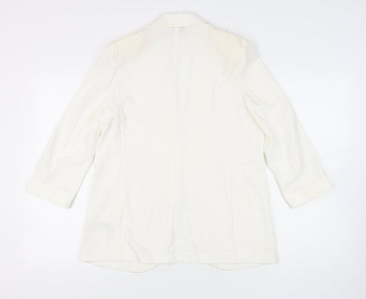 Marks & Spencer Women's White Blazer - Size 12