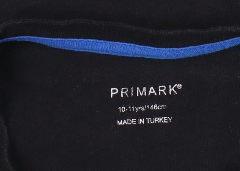 Primark Boys Black Graphic Print T-Shirt 10-11 Years