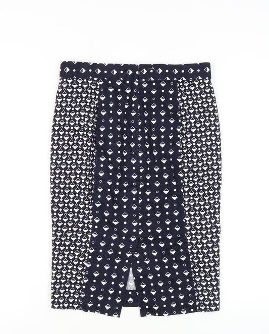 French Connection Women's Blue Geometric Pencil Skirt Size 10