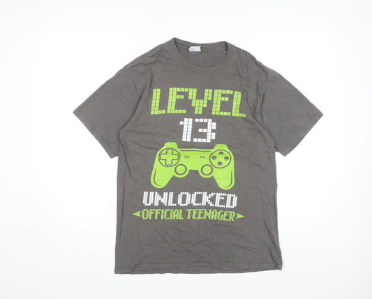 Additional front view of Port & Company Teens Grey Medium Gaming T-Shirt