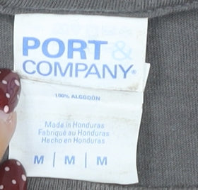 Close-up detail of Port & Company Teens Grey Medium Gaming T-Shirt