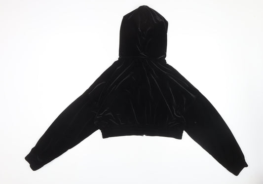 H&M Women's Black Velvet Full Zip Hoodie M