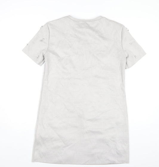 Zara Women's Grey Shift Dress - Size S