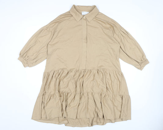 Additional front view of ASOS DESIGN Beige 8 A-Line Women's Casual Dress