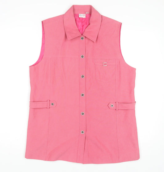 Additional front view of Oscar B. Women's Pink Sleeveless Collared Top, size 14