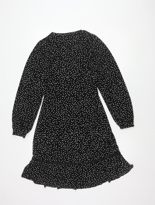 Warehouse Women's Black Polka Dot Shift Dress Size 8