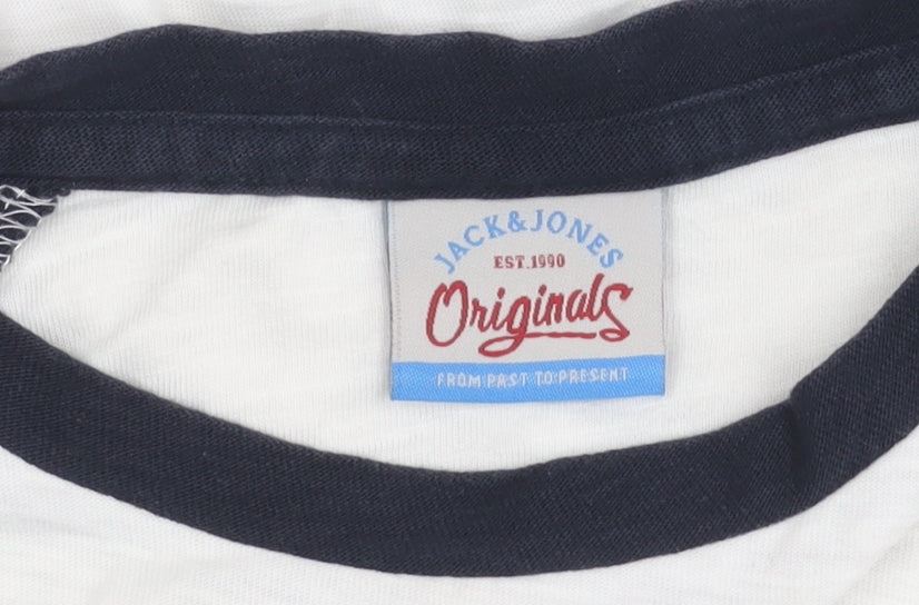 Jack & Jones Men's S White Black Crew Neck T-Shirt