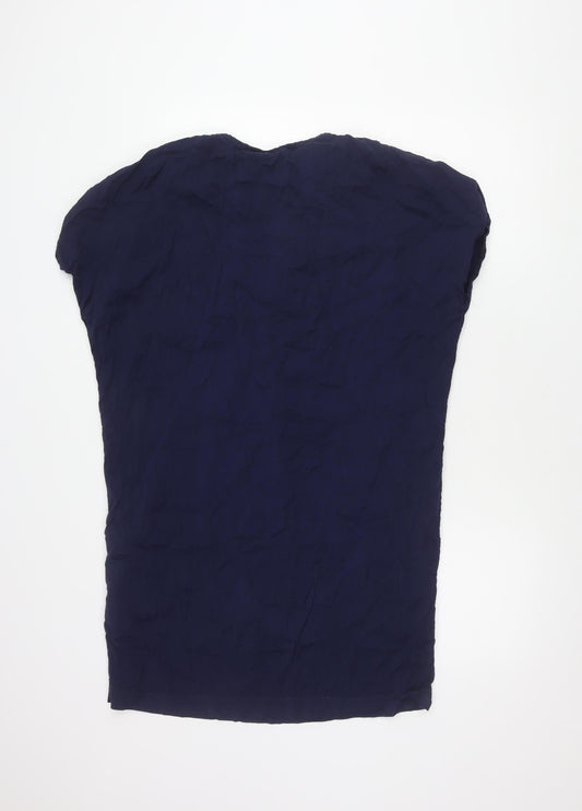 Ghost London Women's Blue V-Neck Dress Short Sleeve