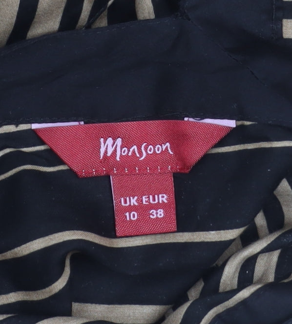 Monsoon Women's Black Striped V-Neck Dress Size 10