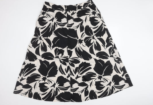 Marks and Spencer Women's Black Floral Cotton Skirt Size 18