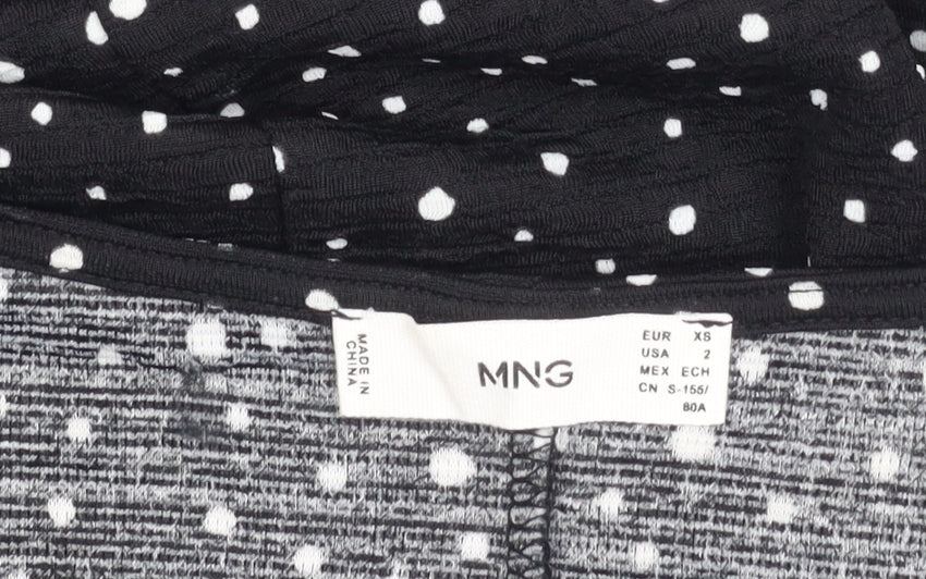 MNG Women's XS Black Polka Dot Jersey Dress