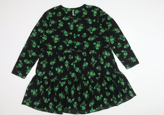 ASOS DESIGN Women's Floral Dress Size 18 Black/Green