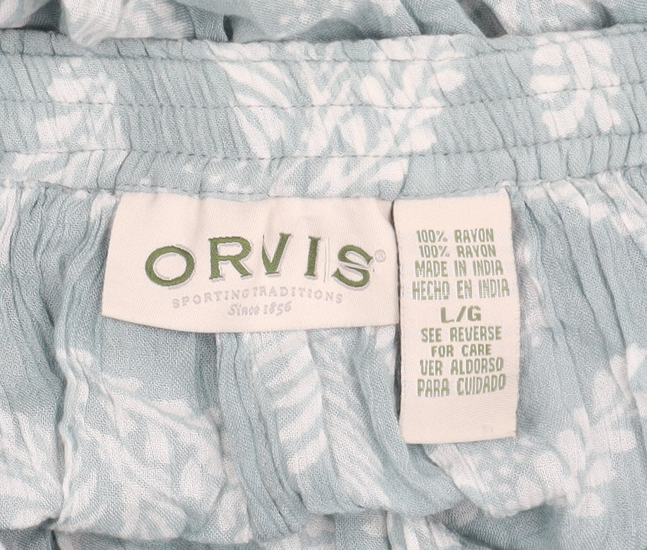 Orvis Women's Blue Floral Peasant Midi Skirt L