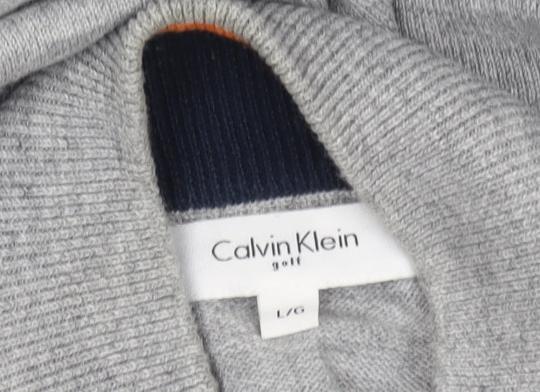 Calvin Klein Men's Grey L Full Zip Jumper, Sports Style