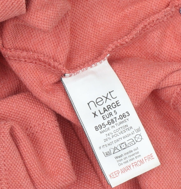 Next Men's Red XL Short Sleeve Polo Shirt