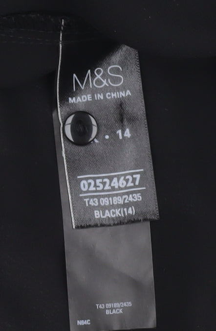 Marks and Spencer Women's Black 14 Beaded Collared Blouse