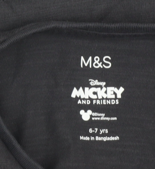 Marks and Spencer Girls Black Minnie Mouse T-Shirt, 6-7 Years, Disney
