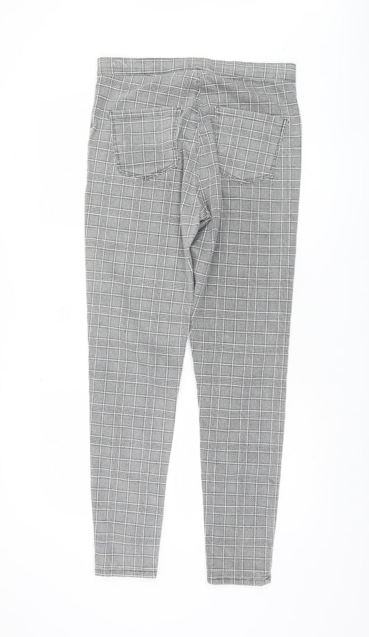 Topshop Women's Grey Check Trousers Size L