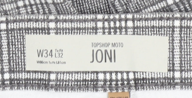 Topshop Women's Grey Check Trousers Size L