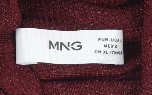 Womens UK Size 14 MNG Red Basic T-Shirt